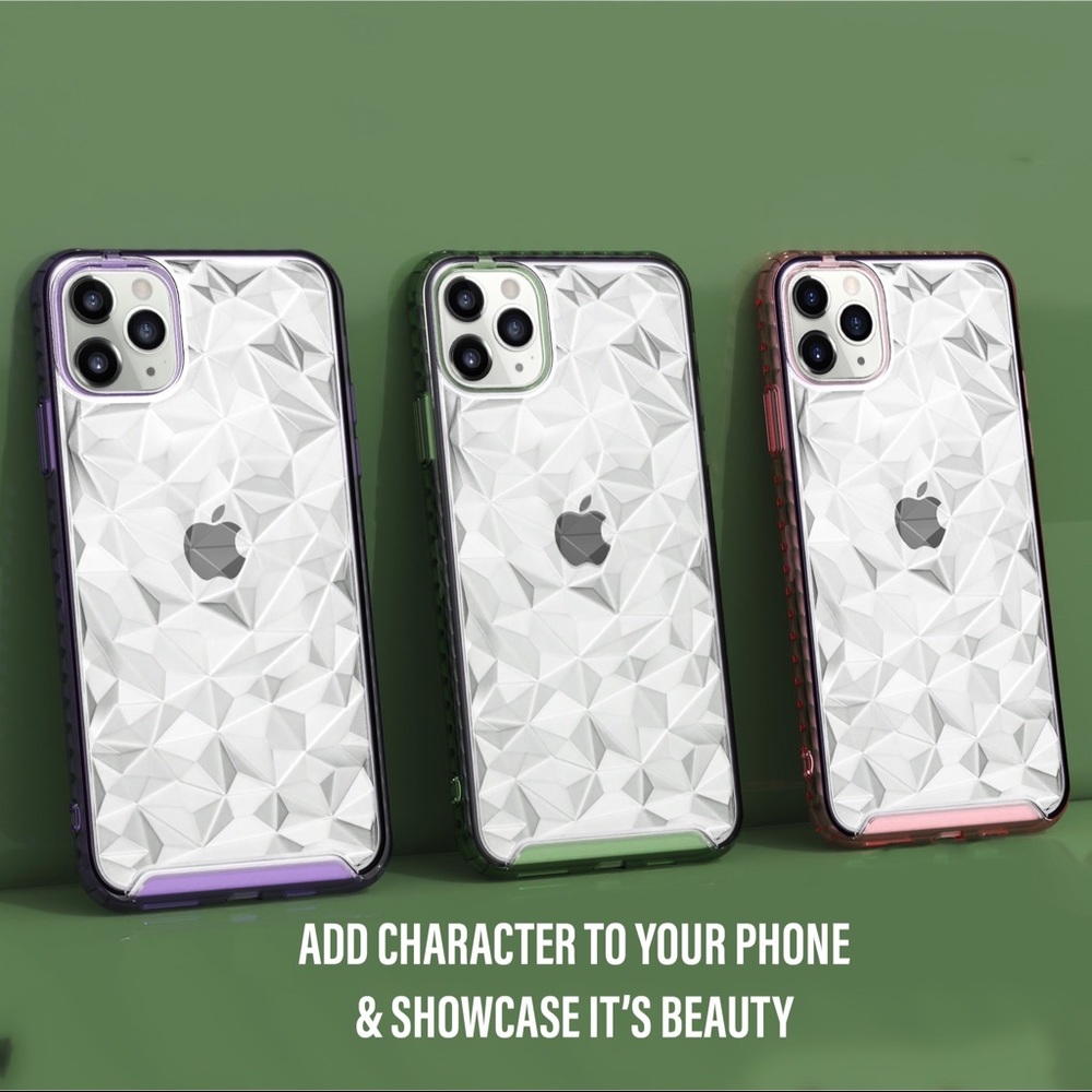 iPhone 11 Pro Max Case Clear 3D Diamond Green Case - Picture 3 of 8